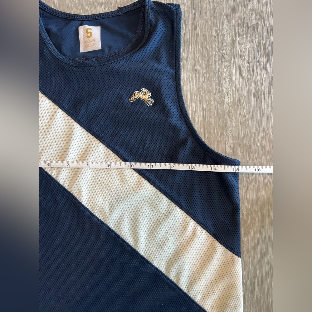 Tracksmith Van Cortlandt Singlet navy/ivory mesh racing top size Small - Picture 10 of 11